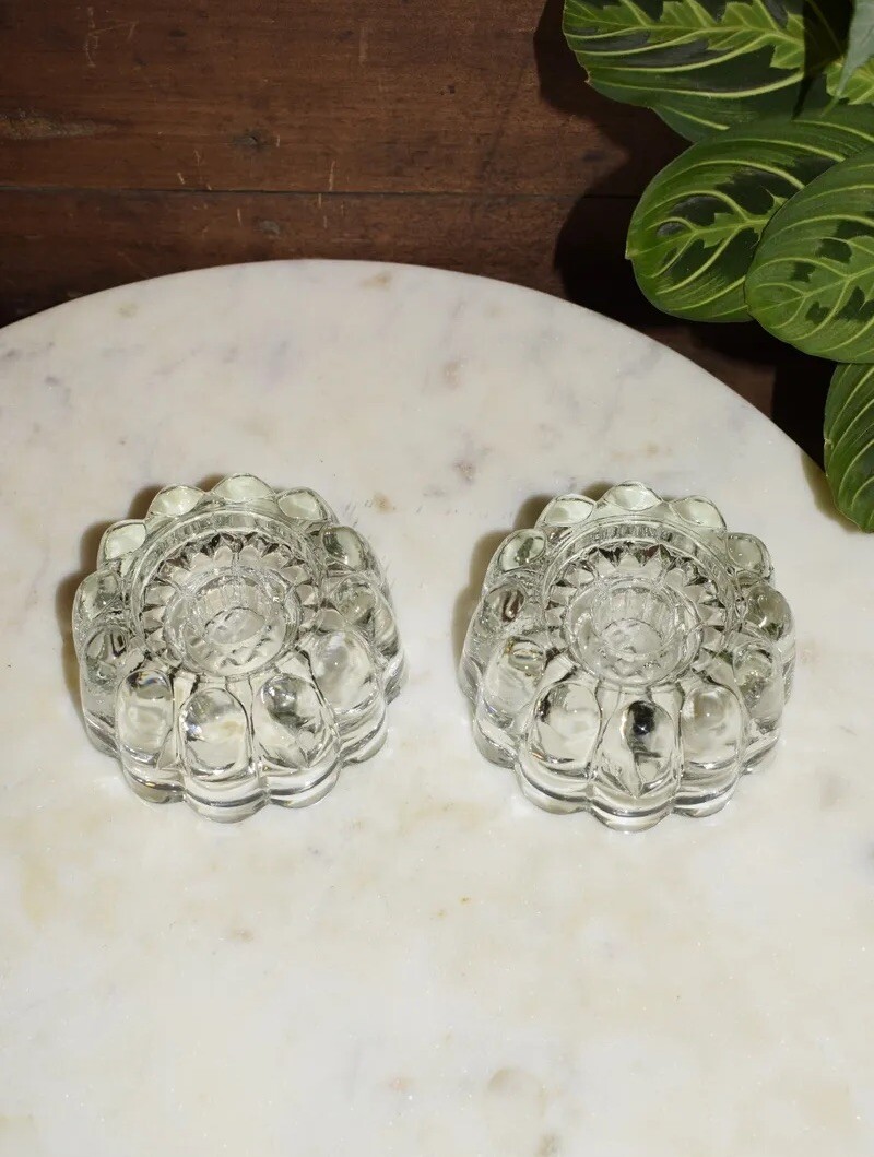 Vintage Crystal Princess House Glass Candle Holders 3Way Reversible
