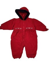 London Fog Baby Girl's Red Hooded Bunting One Piece Snow Suit. Size 18 Months