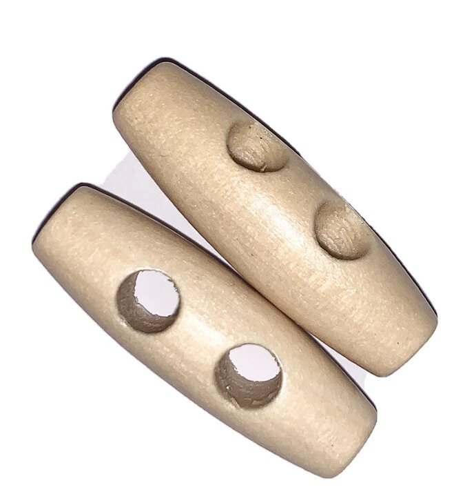 4 X Polished 2 Hole Pale Oak Wooden Toggle Buttons 28.5mm - Image 3 of 4
