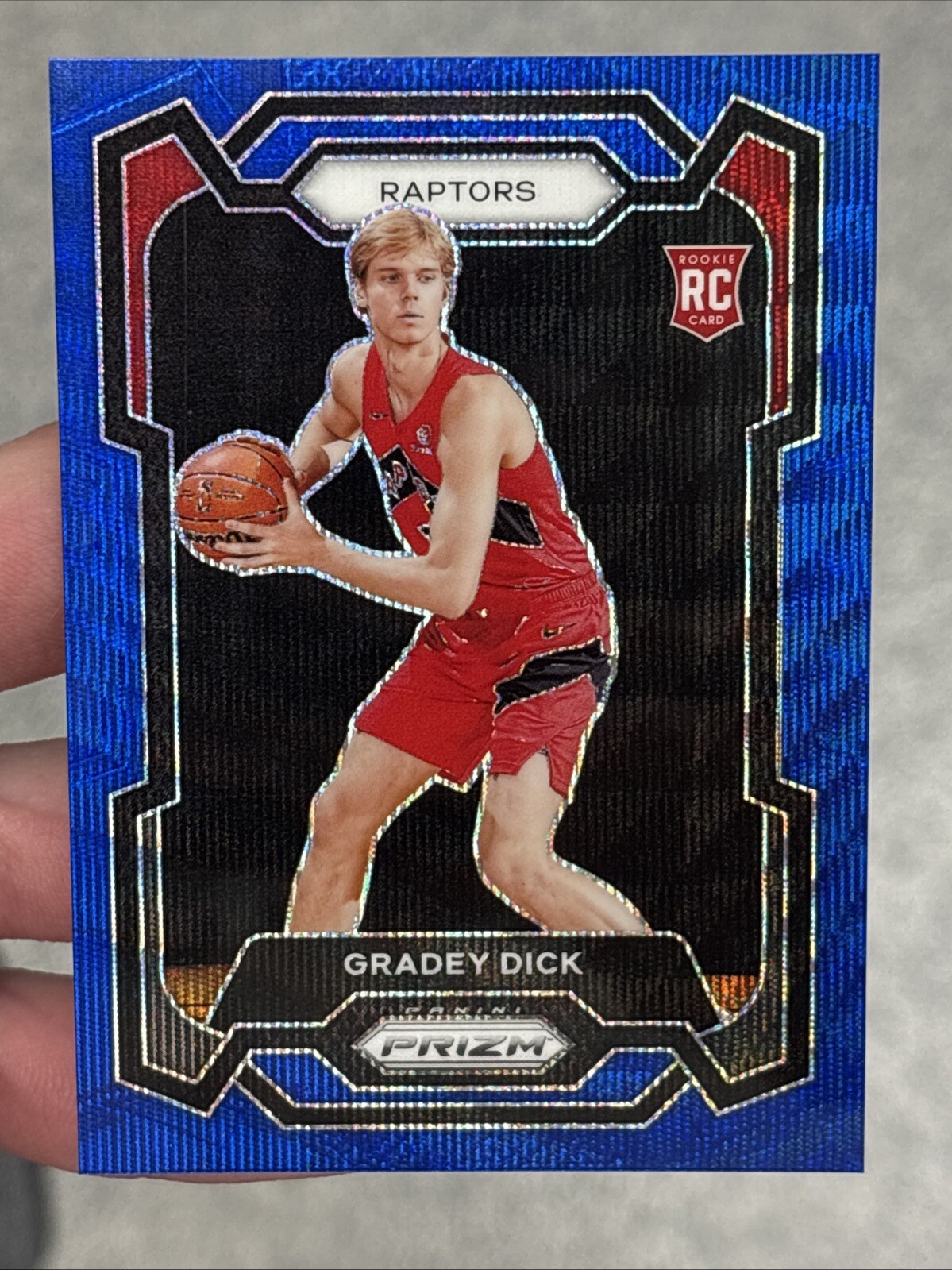 2023-24 Panini Prizm #134 Gradey Dick Rookie Prizms Blue Wave Toronto Raptors