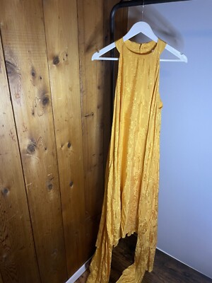 ASOS Womens Satin Brocade Maxi Dress Yellow Size 2 NWT | eBay