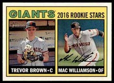 2016 Topps Heritage Trevor Brown / Mac Williamson RC #187 San Francisco Giants