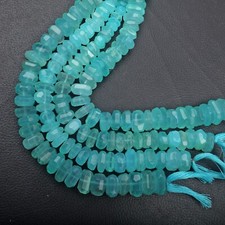 Natural Aqua Chalcedony Beads 8 Inch Strand 10-14 MM Faceted Tumble Shape Beads