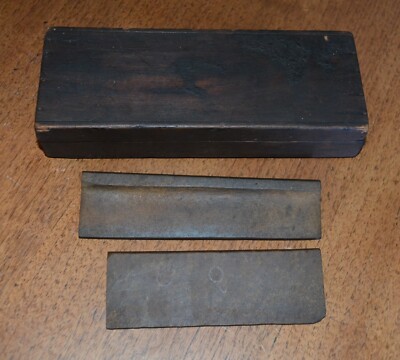 Antique Razor Hone Whet Sharpening Stone in Wood Box Tapered (2)