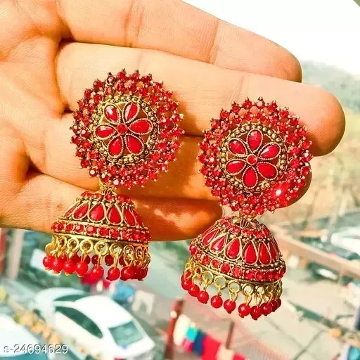 Red Jhumka Earring,indian Kundan Earring,bollywood Jewelry,wedding  Jewelry,statement Earring,bridal Jewelry, Handmade Meenakari Earring - Etsy