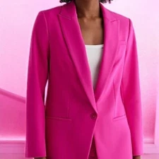 EXPRESS Women's Editor One Button Boyfriend Blazer, Neon Berry 259