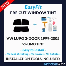EasyFit Static Pre Cut Tint & Tools For VW Lupo 3-door 99-05 - 5% Limo Rear
