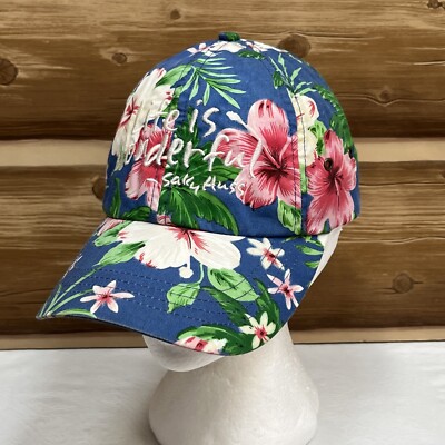 Life Is Wonderful Hat Cap Strap Back Blue Floral Outdoors Adjustable Mens