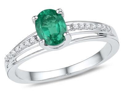Lab-Created Emerald 1/2 Carat (ctw) Ring in Sterling Silver