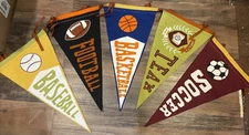 Vintage The Company Store Kids Sports lot of Flags pennant Banner 85% wool 70” L