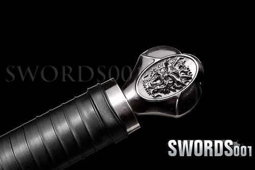 Silvery Carbon Steel Chinese Tang Dynasty Sword Straight Blade Nice Pattern 46'' - Picture 6 of 10