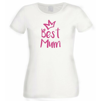 Weißes Damen-T-Shirt Best Mum Crown Design Muttertag XTSN249