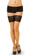 NEW NO PACKAGING MUSIC LEGS Wide Contrast Lace Sheer Black Thigh Hi ONE SIZE 565