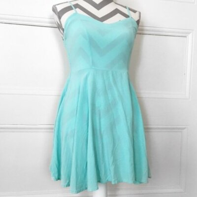 Aeropostale Light Baby Blue Spaghetti Strap Mini Apron Style Dress Cute  Flirty | eBay