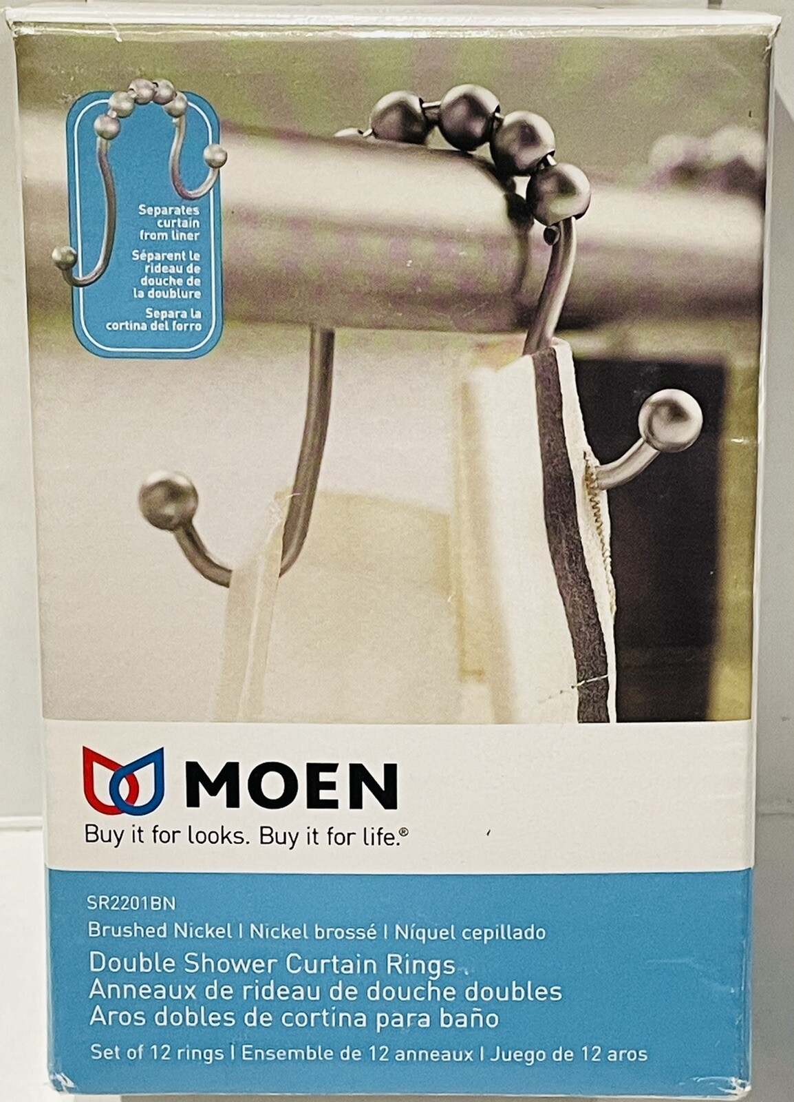 Moen SR2201BN Brushed Nickel Double Shower Curtain Rings for sale online eBay