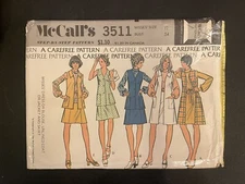 McCalls 3511 Pattern Dress Blouse Coat Skirt Size 12 Misses Precut Vintage 