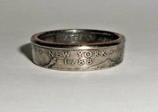 "Sealed" NEW YORK US STATE QUARTER handcrafted coin ring or pendant sizes  4-14