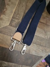 Bag Replacement Strap 33-59"  Blue Canvas Silver Hardware Tan Trim Extra Long