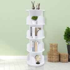 4 Tier Rotating Bookshelf 360 Bookcase Freestanding Storage Shelf Display Rack