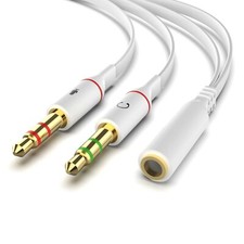 3.5mm Dual Splitter Audio Cable Gaming Headset Adapter Microphone Gold Plated