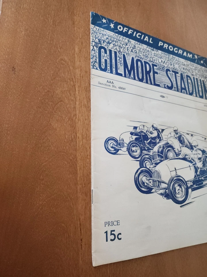 Винтаж 1949 Gilmore Stadium Лос-Анджелес Карликовая Автомобильная Гоночная Программа Билл Вукович - Изображение 3 из 4