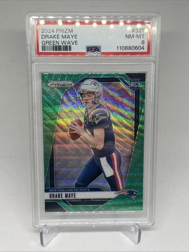 2024 Panini Prizm - PSA 8 Rookie Drake Maye #329 Green Wave Prizm (RC) Patriots