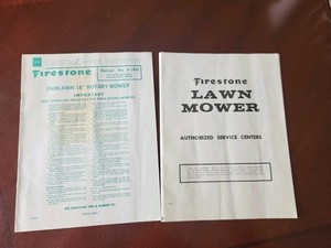Vintage Firestone Fairlawn 18"  Lawn Mower Operating Instructions & Service Ctrs