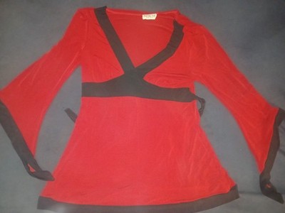 MKM Designs Top Women size M Black Pullover Scoop Neck Embellished Classy Office