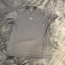 ADIDAS T-Shirt Sz M Gray Men's 100 Polyester Running Gym Sport Climalite