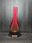 Vintage 60s Murano Glass Italy  Red Orange Fade Teardrop Vase 13.5 "