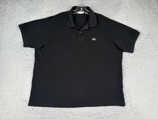 Lacoste Polo Shirt Men 8 Black Short Sleeve 100 Cotton Croc Logo Golf READ