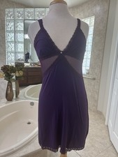 Adore Me Women's Lace Mesh Slip MIDI Nightgown In Purple Size M- NWT