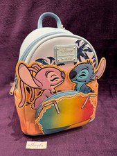 DISNEY LOUNGEFLY Backpack STITCH & ANGEL BEACH Rainbow Snowcone NEW Tags HTF