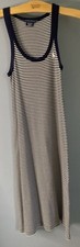 Ralph Lauren Small Navy Blue White Striped 100% Cotton Tank Dress S Sundress