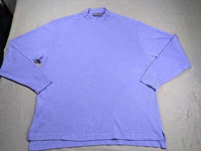 Vintage Bobby Jones Players Shirt Mens XL Blue Mock Neck Long Sleeve Cotton Golf