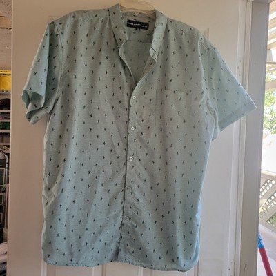 Molokai Surf Co. Men's Green Button-Down Short Sleeve Cactus Print Shirt XXL