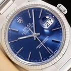 ROLEX MENS DATEJUST 16014 18K WHITE GOLD STAINLESS STEEL BLUE DIAL WATCH