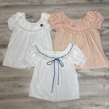 Vtg Malco Modes Blouse Bundle of 3 Womens M Ruffle Collar Western Square Dance