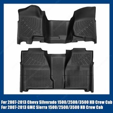 Tpe Floor Mats Liners 2pcs For 2007-2013 Silverado Sierra 25003500 Hd Crew Cab