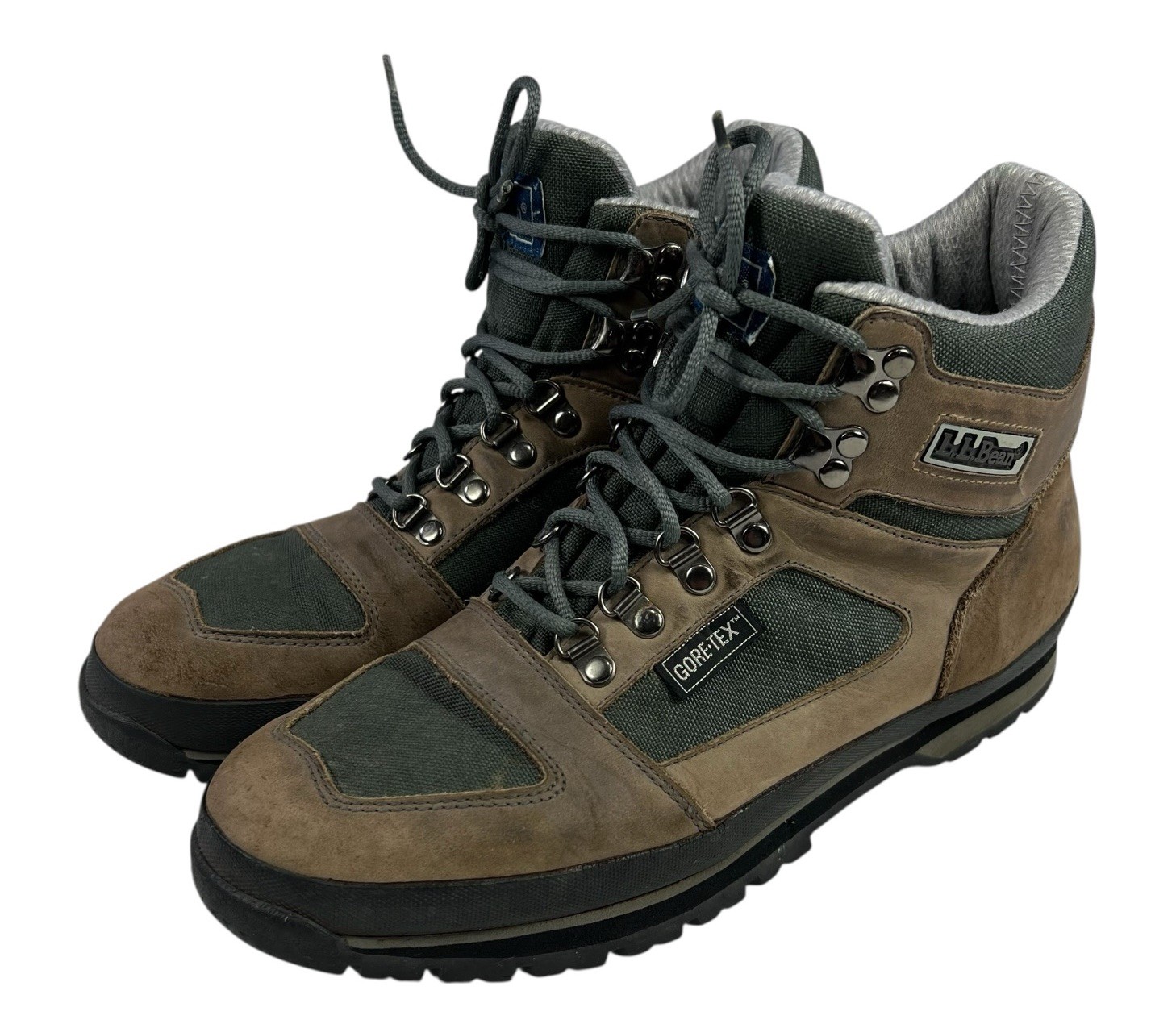 Vintage L L Bean Goretex Brown Leather Hiking Boots Mens Size 10 Knife Edge