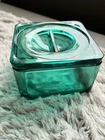 Vtg 1930’s Jeanette Glass Refrigerator Dish Ultramarine  w/ Lid Square HTF