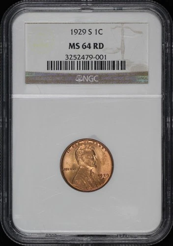 1929-S Lincoln Wheat Cent NGC MS-64 RD