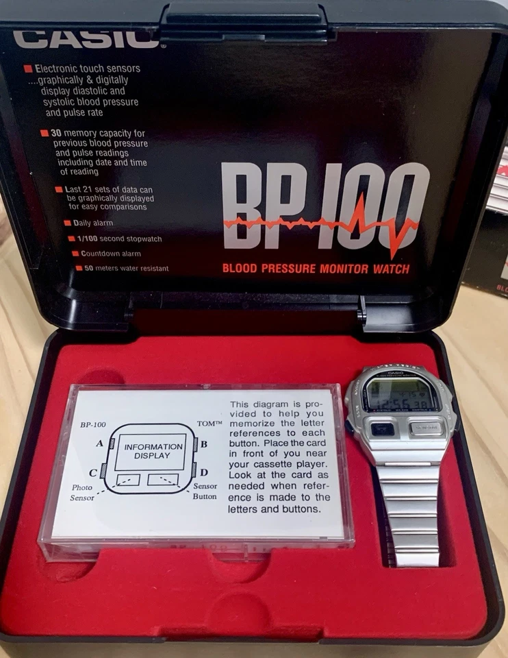 Reloj Monitor de Presión Arterial Casio BP-100 De Colección Raro Juego Completo Probado Funcionando Foto 3 de 4