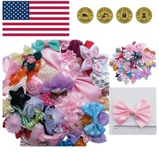 Mix Bulk 50pcs Ribbon Flowers Bows Craft Wedding Ornament Appliques A0241 Dow...