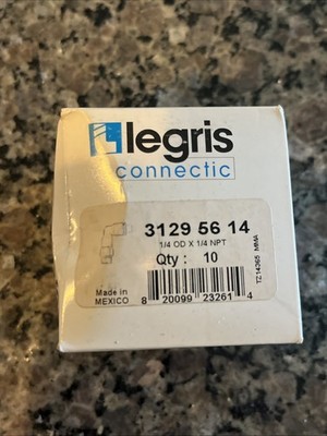 Legris 3129 56 14 Push-Fit Elbow Fitting, 1/4 In Tube Size,