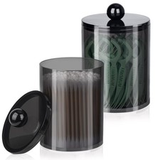 XIPENGKEJI 2 Pack Qtip Holder,Canister Apothecary Jar Set, Bathroom Jars with...