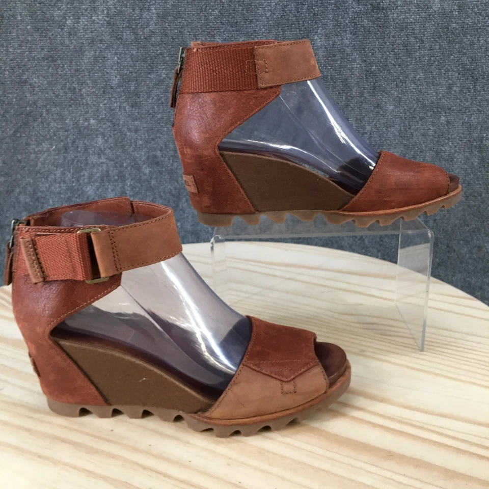 Sandalias Sorel para mujer 8,5 Joanie II cuña con tiras al tobillo NL2457-295 cuero marrón Foto 2 de 4