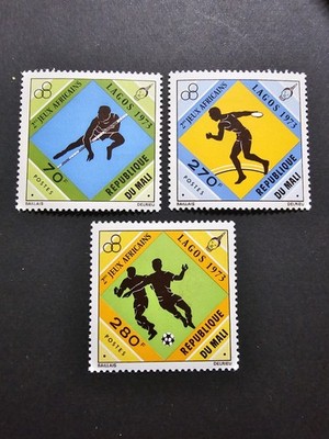 MARKEN MALI 2. AFRIKANISCHE SPORTSPIELE NR. 201/203 NEU ** LUXUS MNH 1973