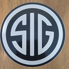 Sig Vinyl Sticker Hunting Logo Glossy Black Silver Round 4in