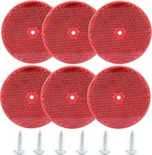 6 Pack Red Round Reflector, Front Reflector with Mounting Screw, Sa Color: red